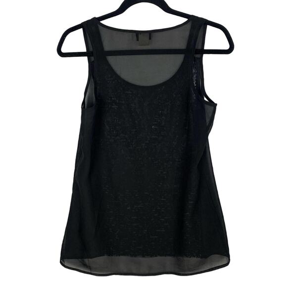 Daytrip Womens Black Sleeveless Sequin Top Size Small Bling Sheer Back Tank Top - Picture 5 of 11